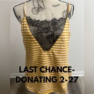 Striped Lace V-neck Tank!